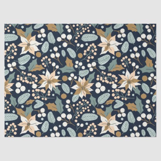 Papier Mousseline Poinsettia noir arrière - plan vacances hiver wrap (Recto)