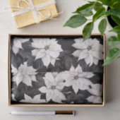 Papier Mousseline poinsettia noir et blanc chic (Cadeau)