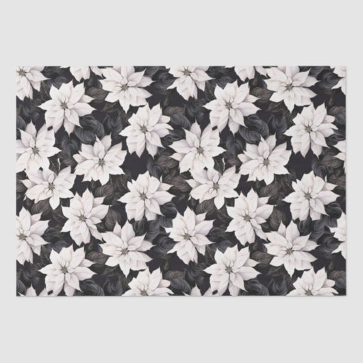 Papier Mousseline poinsettia noir et blanc chic (Recto)