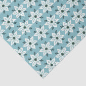 Papier Mousseline Poinsettias blancs sur Noël bleu (Détail)