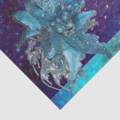 PAPIER MOUSSELINE POINSETTIAS BLEU ROUGE, BOUTEILLE EN ÉPARGNES D'OR (Détail)