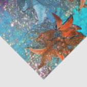 PAPIER MOUSSELINE POINSETTIAS BLEU ROUGE, ÉTOILES DE NOËL EN ÉCLAIRA (Détail)