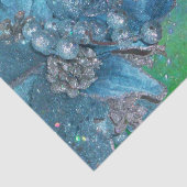 PAPIER MOUSSELINE POINSETTIAS BLEU ROUGE, ÉTOILES XMAS EN ÉPARKLES V (Détail)