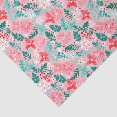 Papier Mousseline Poinsettias de Noël rose et vert (Détail)