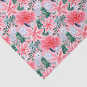 Papier Mousseline Poinsettias de Noël rose et vert (Détail)