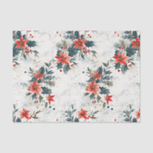 Poinsettias et feuillage de Noël Vintage