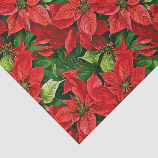Papier Mousseline Poinsettias et Holly Feuilles (Détail)