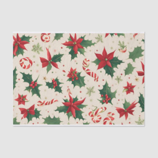 Papier Mousseline Poinsettias festives et Sucre de canne Tissu de No