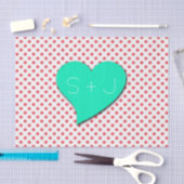 Papier Mousseline Point-Monogramme rose de corail de polka par (Artisanat)