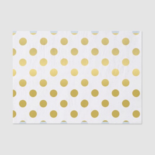Papier Mousseline Point Polka Blanc Et Or Personnalisé (Recto)