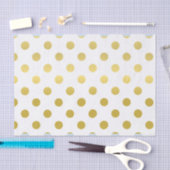 Papier Mousseline Point Polka Blanc Et Or Personnalisé (Artisanat)