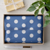 Papier Mousseline Point Polka blanc sur Arrière - plan bleu   (Cadeau)