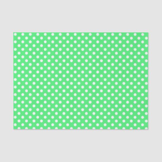 Papier Mousseline Point Polka blanc sur le papier vert clair (Recto)