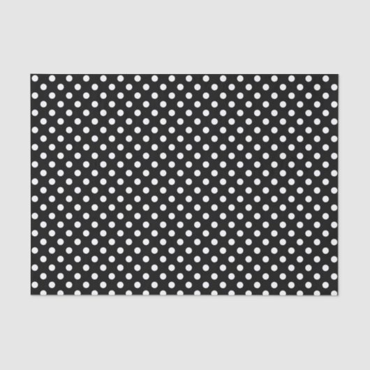 Papier Mousseline Point Polka blanc sur papier de tissus noirs (Recto)