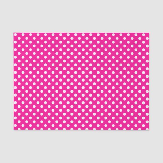 Papier Mousseline Point Polka blanc sur papier de tissus rose chaud (Recto)