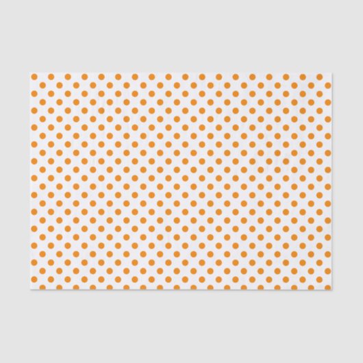 Papier Mousseline Point Polka orange sur papier blanc (Recto)