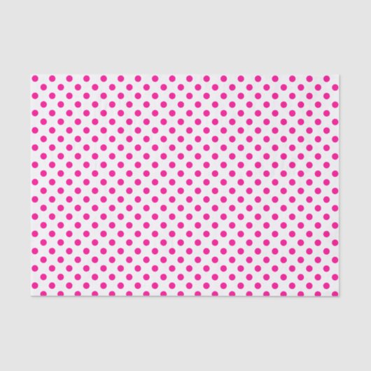 Papier Mousseline Point Polka rose chaud sur le papier blanc (Recto)