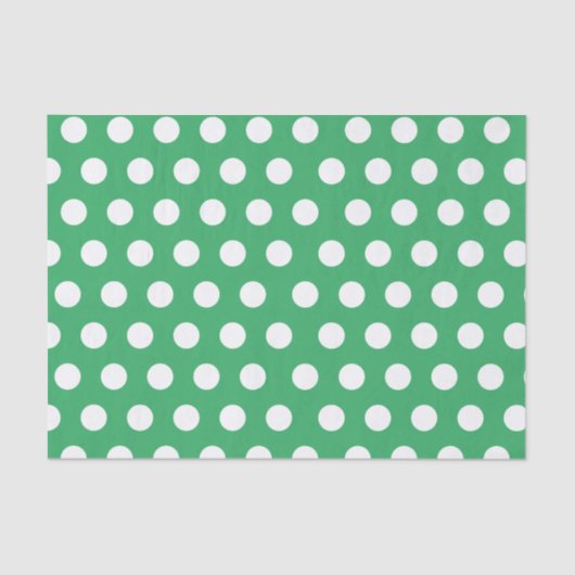 Papier Mousseline Pointe blanche et verte moyenne Polka (Recto)