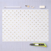 Papier Mousseline Pointe Polka blanc et Parties scintillant or (Artisanat)