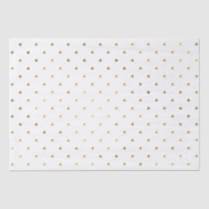 Papier Mousseline Pointe Polka blanc et Parties scintillant or