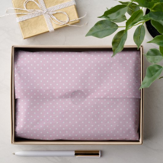 Papier Mousseline Pointillisme Classique Blanc - Rose Clair (Cadeau)