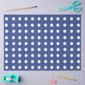 Papier Mousseline Points blancs bleus (Artisanat)