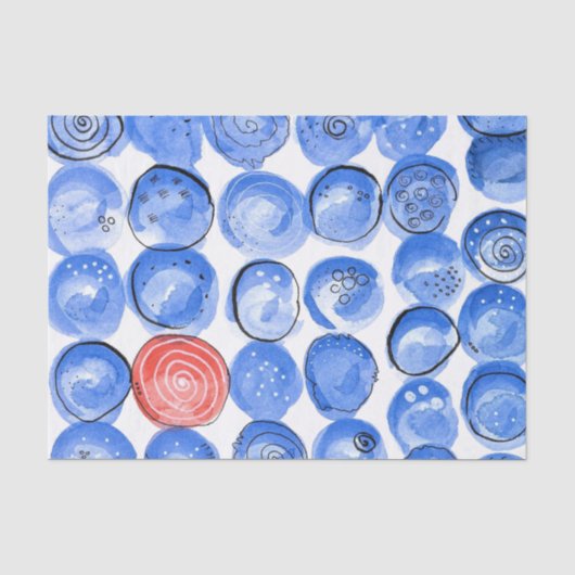 Papier Mousseline Points bleus Abstraits (Recto)