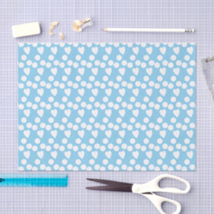 Papier Mousseline Points & Coeurs d'amour motif blanc bleu
