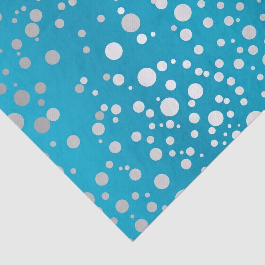 Papier Mousseline Points Confetti Bleus et Argent (Détail)