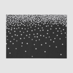 Papier Mousseline Points Confetti en argent et en couleur noire