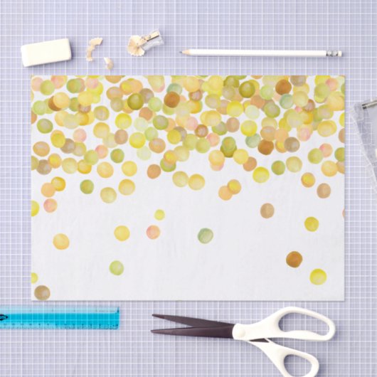 Papier Mousseline Points Confetti Jaune Or (Artisanat)
