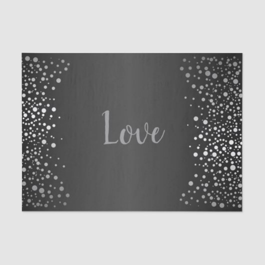 Papier Mousseline Points Confetti Noir et Argent (Recto)