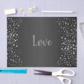 Papier Mousseline Points Confetti Noir et Argent (Artisanat)