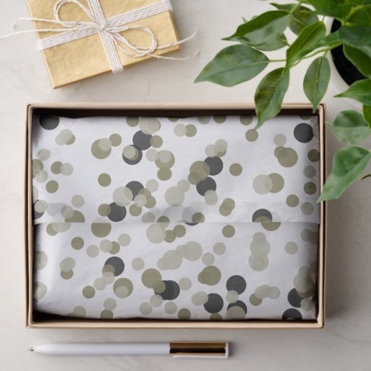 Papier Mousseline Points Confetti Noir Or (Cadeau)