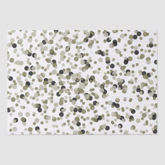 Papier Mousseline Points Confetti Noir Or (Recto)