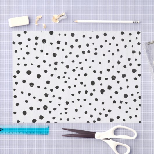 Papier Mousseline Points dalmatiens, Points dalmatiens, Noir et Blan (Artisanat)