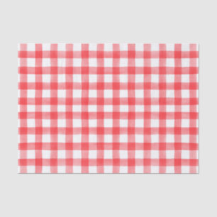 Papier Mousseline Points d'aquarelle rouge En vichy