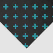 Papier Mousseline points de croix turquoises sur noir (Détail)