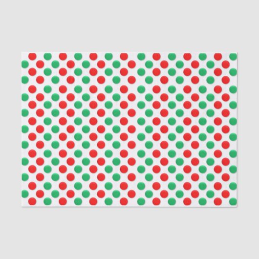 Papier Mousseline Points De Noël Rouge Blanc Et Vert (Recto)