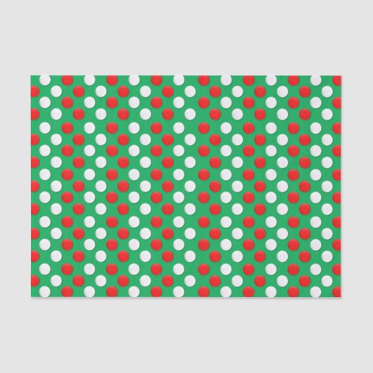Papier Mousseline Points De Noël Rouge Blanc Et Vert Papier Tissu (Recto)