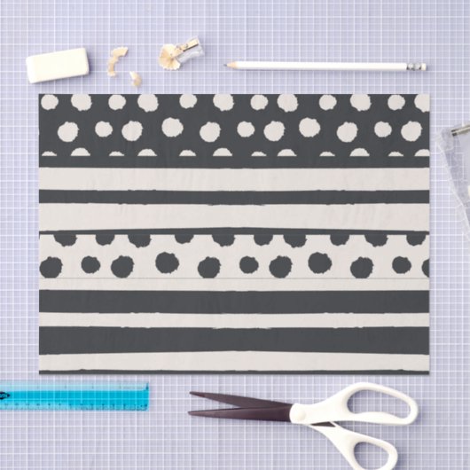 Papier Mousseline Points Et Rayures Abstraits (Artisanat)