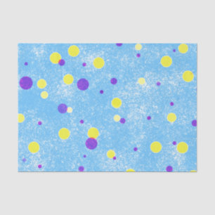Papier Mousseline Points jaunes et violets sur Blue Sponge Arrière -
