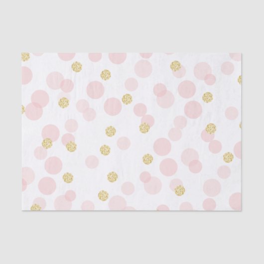 Papier Mousseline Points Parties scintillant or rose cadeaux d'anniv (Recto)