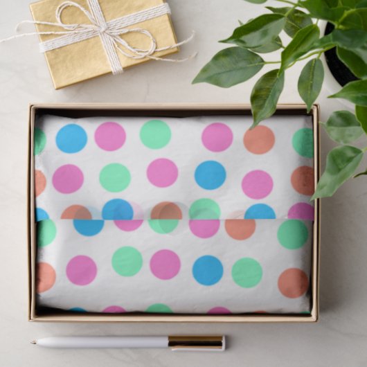 Papier Mousseline Points Pastel Printemps (Cadeau)