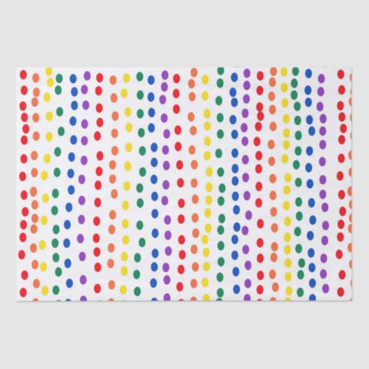 Papier Mousseline Points Rainbow Candy en blanc (Recto)
