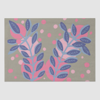 Papier Mousseline Points roses feuille bleus
