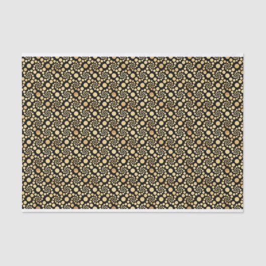 Papier Mousseline Points spiraux en or noir Motif répétitif (Recto)