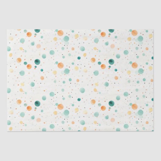 Papier Mousseline POINTS Tangerins Turquoise (Recto)