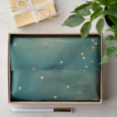 Papier Mousseline Points turquoises d'étincelle en or vert (Cadeau)