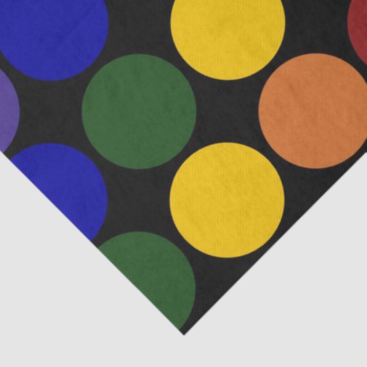 Papier Mousseline Pois arc-en-ciel sur papier Tissu Noir (Détail)